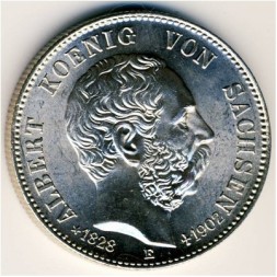 Монета Саксония 2 марки 1902 год