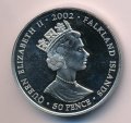 Фолклендские острова 50 пенсов 2002 год - 50 лет правления Елизаветы II (фейерверк)