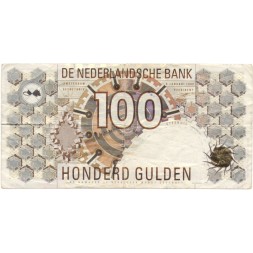 Нидерланды (Голландия) 100 гульденов 1992 год - F