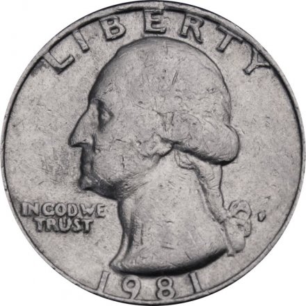США 25 центов (1/4 доллара) 1981 год - Джордж Вашингтон (P)