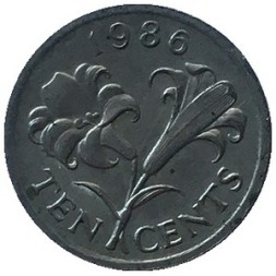 Бермудские острова 10 центов 1986 год
