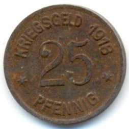 Германия 25 пфеннигов 1918 год