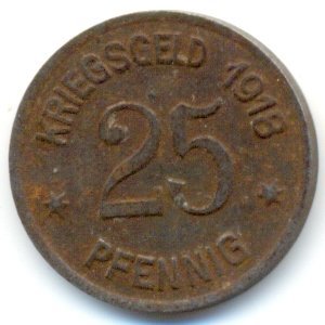 Германия 25 пфеннигов 1918 год
