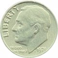 США 1 дайм (10 центов) 1971 год - Франклин Рузвельт (Без отметки МД)