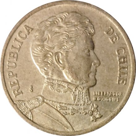 Чили 10 песо 2010 год (без метки &quot;R.Thenot&quot; на аверсе)