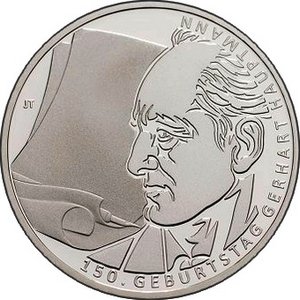 Германия 10 евро 2012 год - Герхарт Гауптман