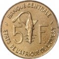 Западная Африка 5 франков 1990 год