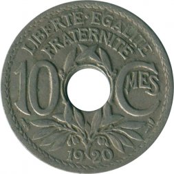 Франция 10 сантимов 1920 год