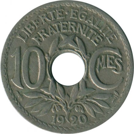 Франция 10 сантимов 1920 год