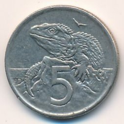 Новая Зеландия 5 центов 1994 год - Гаттерия (туатара)