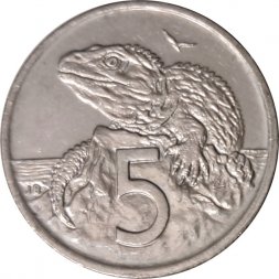 Новая Зеландия 5 центов 1994 год - Гаттерия (туатара)