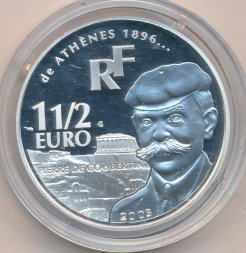 Франция 1,5 евро 2003 год - Пьер де Кубертен. Олимпийские игры