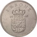 Дания 1 крона 1969 год - Король Фредерик IX