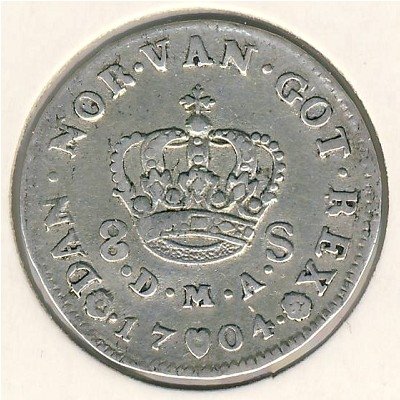 Дания 8 скиллингов 1704 год
