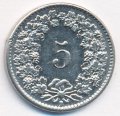 Швейцария 5 раппенов 1937 год