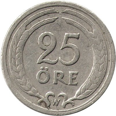 Швеция 25 эре 1921 год - Король Густав V