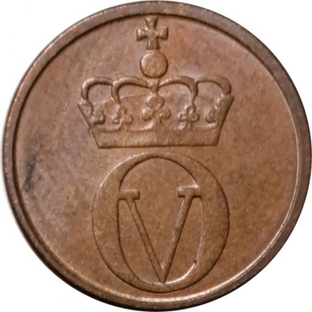 Норвегия 1 эре 1969 год - Король Улаф V. Белка