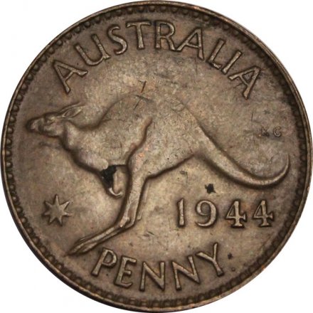 Австралия 1 пенни 1944 год - Кенгуру. Точка после &quot;PENNY&quot;