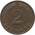 ФРГ 2 пфеннига 1965 год (J)