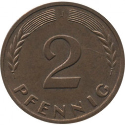 ФРГ 2 пфеннига 1965 год (J)