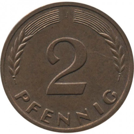 ФРГ 2 пфеннига 1965 год (J)