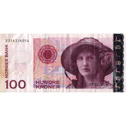 Норвегия 100 крон 2003-2006 год - Оперная певица Кирстен Флагстад - VF