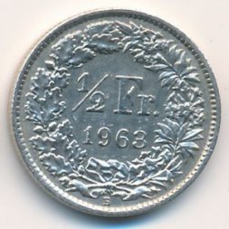 Швейцария 1/2 франка 1963 год