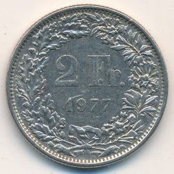 Швейцария 2 франка 1977 год