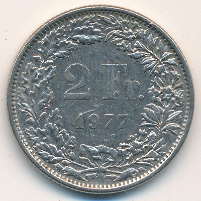 Швейцария 2 франка 1977 год