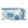 Норвегия 10 крон 1976 год - Фритьоф Нансен. Скульптура «Рыбак» и чайки - VF+