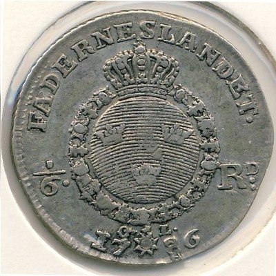 Швеция 1/6 риксдалера 1786 год