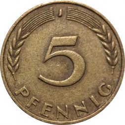 ФРГ 5 пфеннигов 1966 год - J