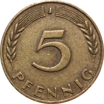 ФРГ 5 пфеннигов 1966 год - J