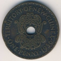 Монета Новая Гвинея 1 пенни 1936 год