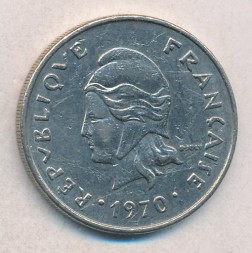 Монета Новая Каледония 20 франков 1970 год
