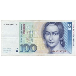 ФРГ (Германия) 100 марок 1991 год - Клара Шуман. Рояль - VF