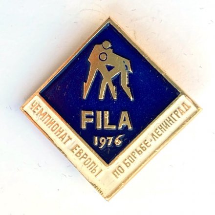 Значок. Чемпионат мира по борьбе. Ленинград. FILA 1976 (синяя)