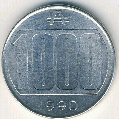 Аргентина 1000 аустралей 1990 год