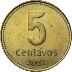 Аргентина 5 сентаво 2007 год
