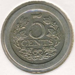 Нидерланды 5 центов 1907 год Вильгельмина