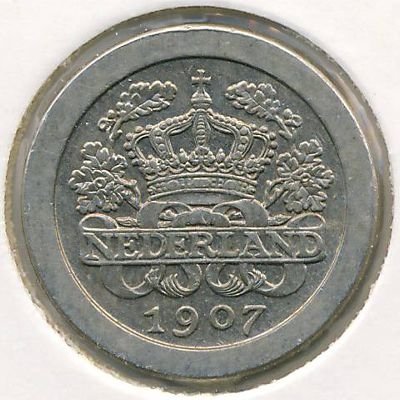 Нидерланды 5 центов 1907 год Вильгельмина