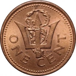 Барбадос 1 цент 2005 год - Трезубец Нептуна