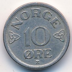 Норвегия 10 эре 1956 год
