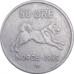 Норвегия 50 эре 1965 год - Король Улаф V
