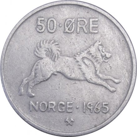 Норвегия 50 эре 1965 год - Король Улаф V