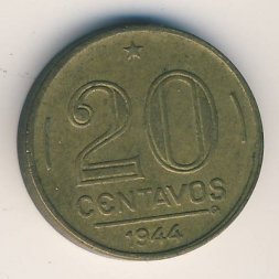Бразилия 20 сентаво 1944 год