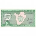 Бурунди 10 франков 1991 год - Контурная карта с гербом UNC