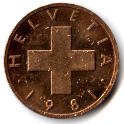 Швейцария 1 раппен 1981 год