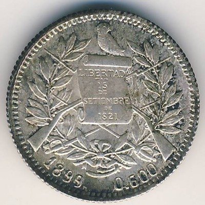 Гватемала 1 реал 1899 год (проба 0.600 на аверсе)