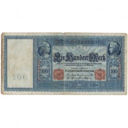 Германия 100 марок 1908 год (красная печать) - F